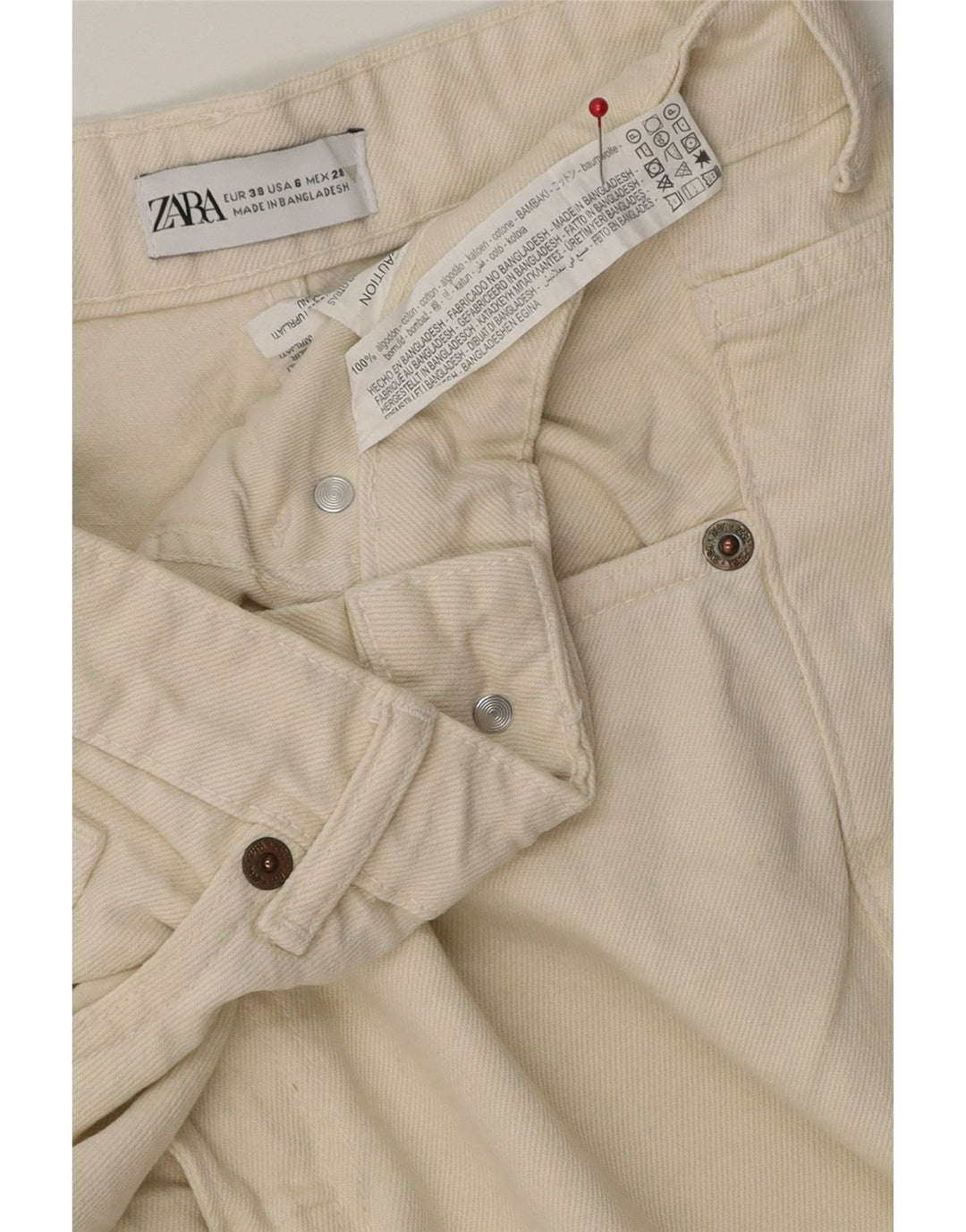 Pantaloni scurți din denim pentru femei Zara EU 38 Small W28 Bumbac alb