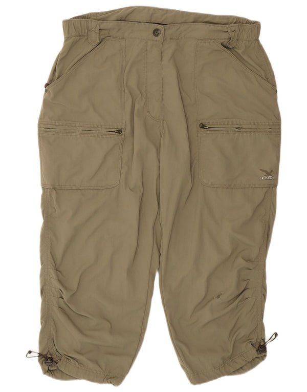 SALEWA Pantaloni Capri Cargo pentru femei cu talie medie UK 16 Large W32 W19 Khaki