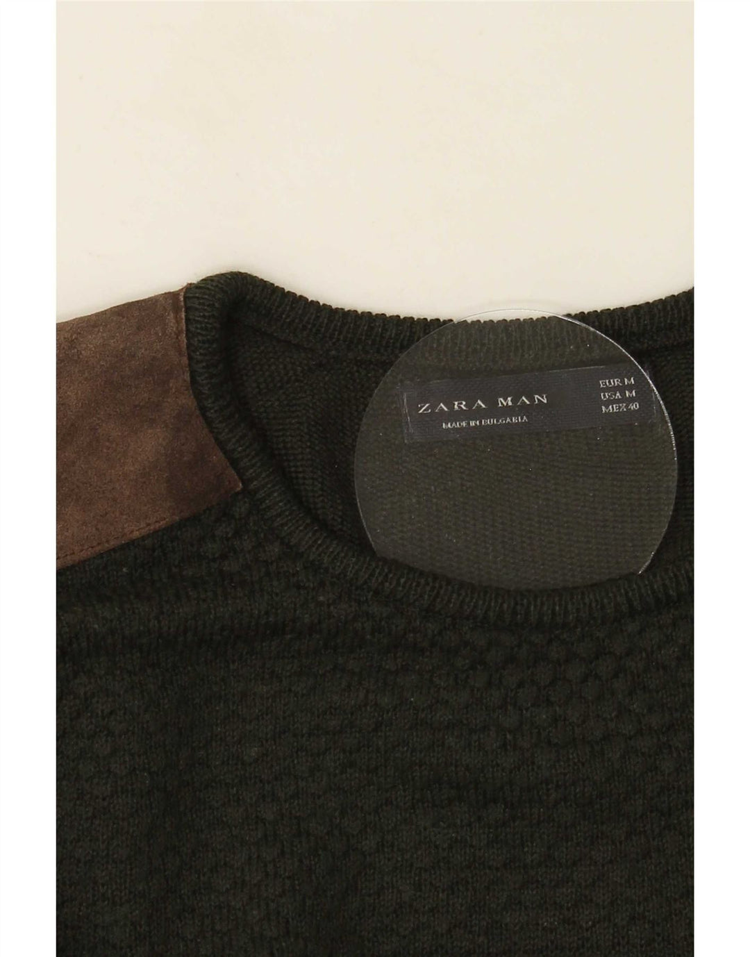 Pulover pentru bărbați Zara, cu decolteu, verde mediu, color block