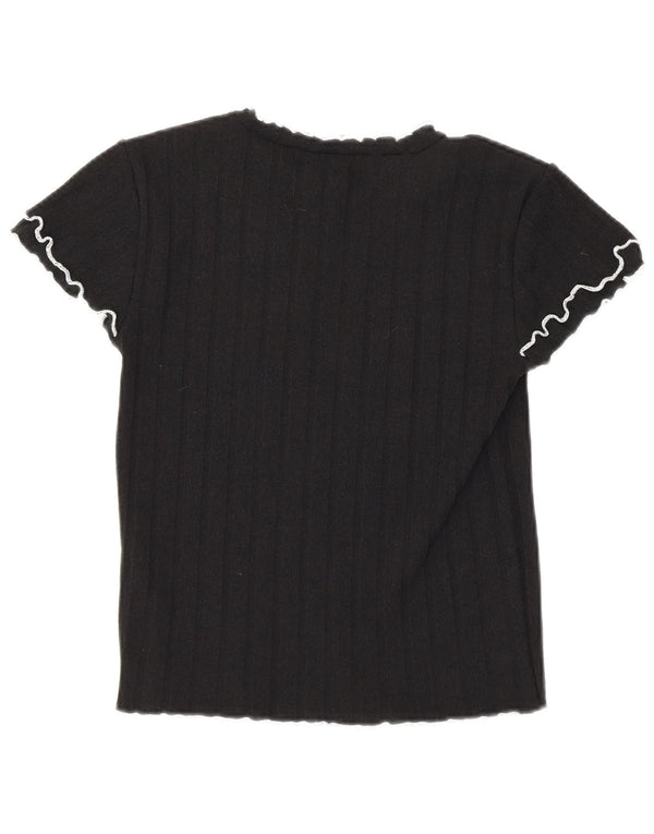 Tricou Crop pentru femei Zara UK 12 Poliester mediu negru