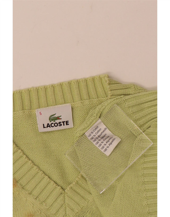 Pulover cu decolteu în V LACOSTE pentru bărbați, mărime 5, bumbac verde mare
