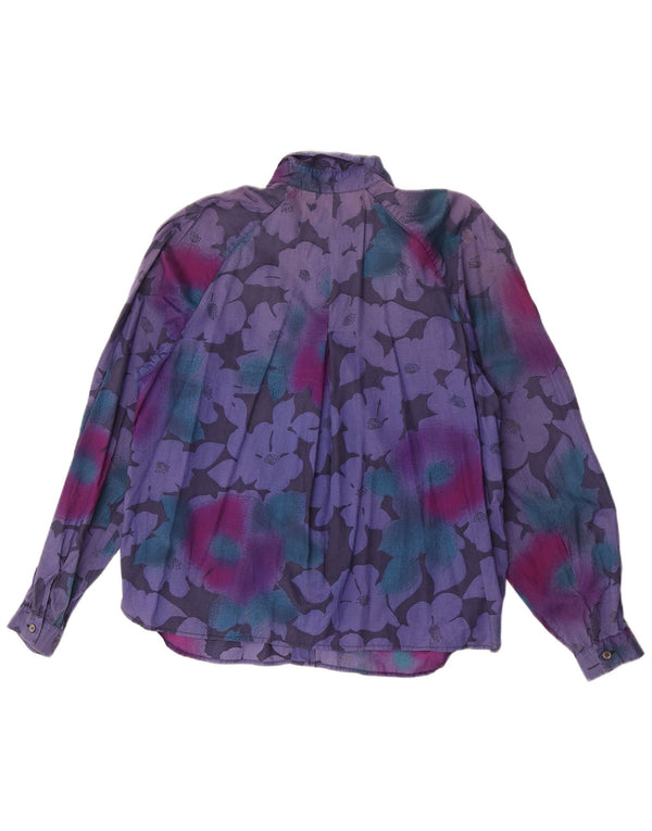 Cămașă vintage pentru femei UK 16 mare violet floral