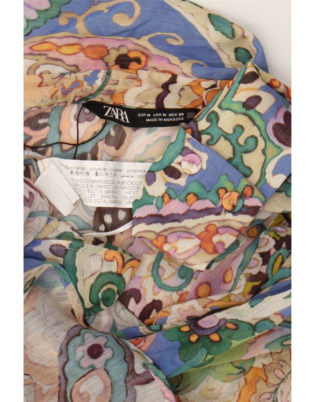 Bluză cămașă supradimensionată pentru femei Zara UK 14 Medium Multicolor Paisley