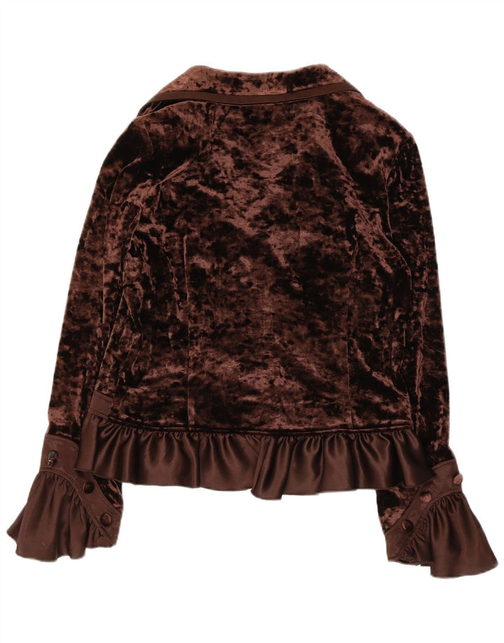 JOSEPH RIBKOFF Bluză cămașă din velur pentru femei UK 16 Poliester maro mare