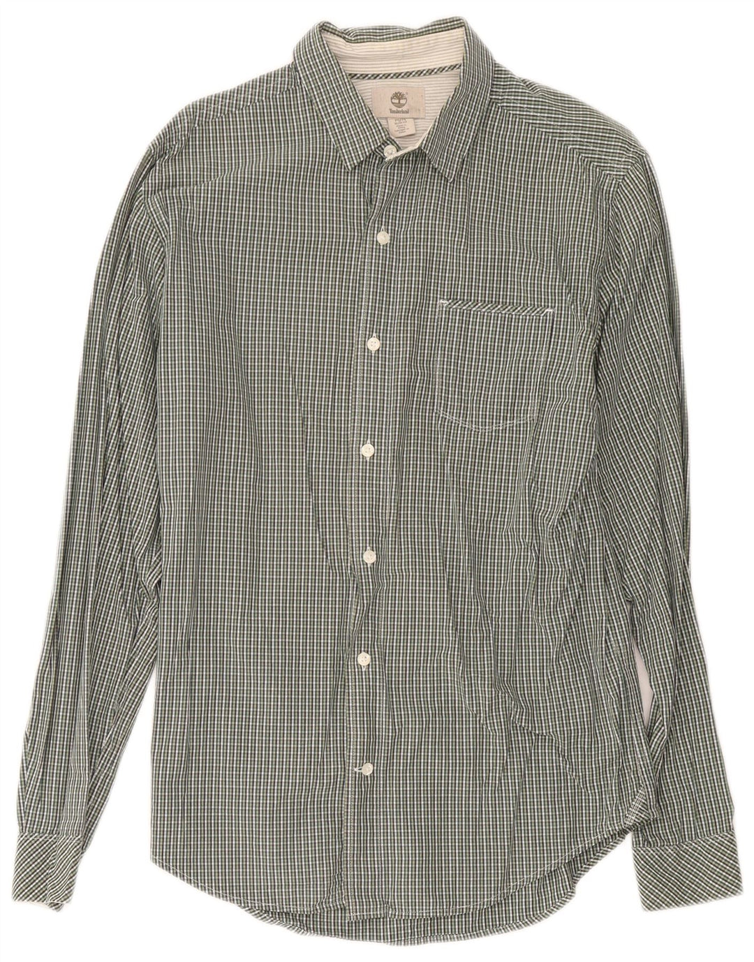 Cămașă Timberland Slim Fit pentru bărbați, bumbac verde mediu Gingham