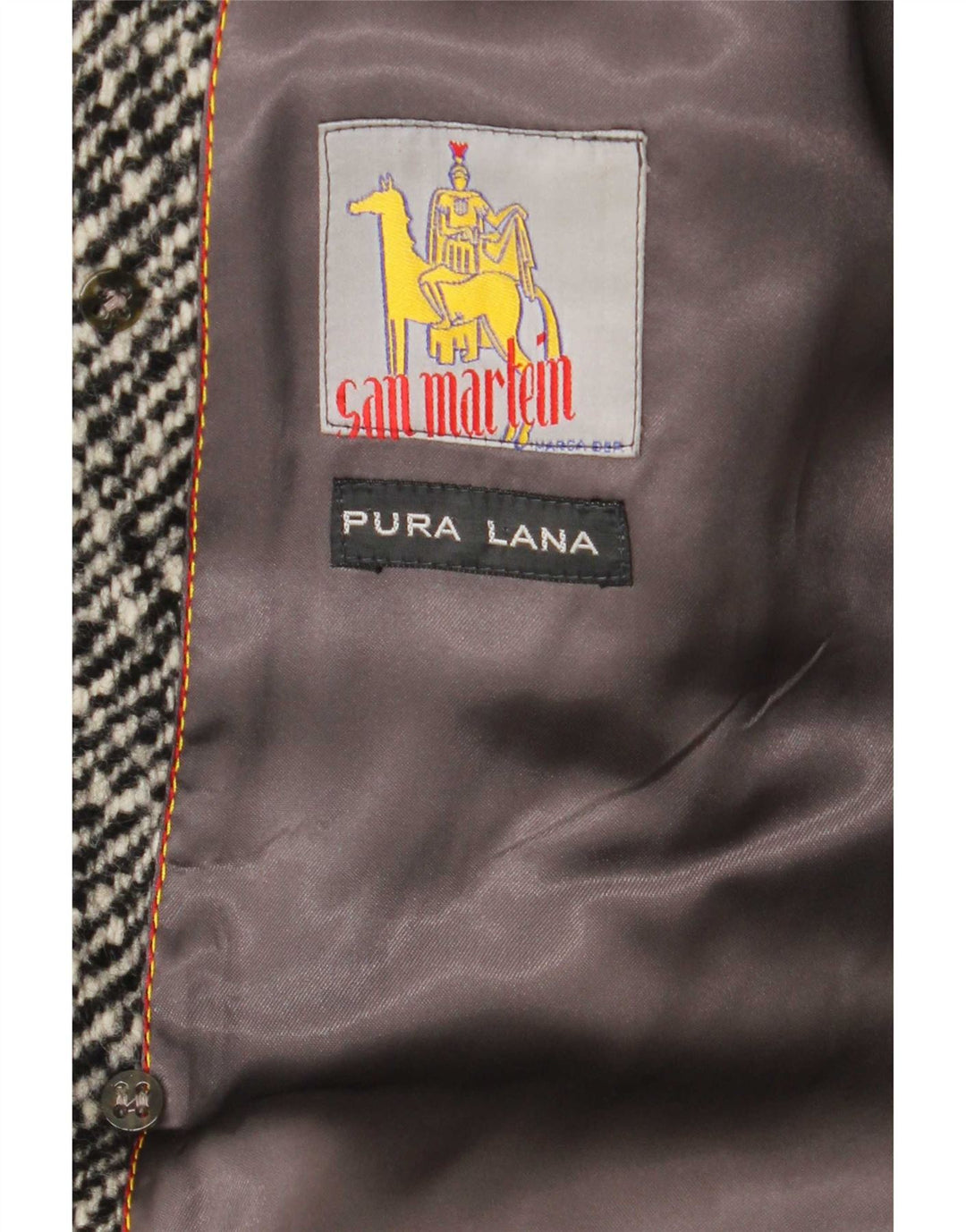 Palton dublu pentru bărbați vintage UK 38, lână virgină cu dungi gri medii