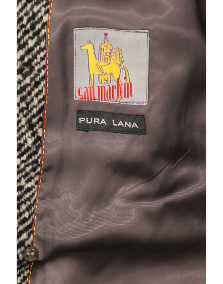 Palton dublu pentru bărbați vintage UK 38, lână virgină cu dungi gri medii