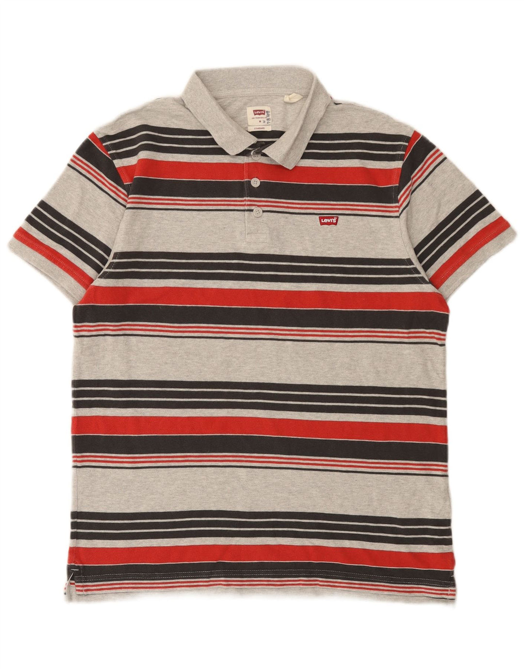 Tricou polo standard pentru bărbați Levi's, bumbac cu dungi gri mediu