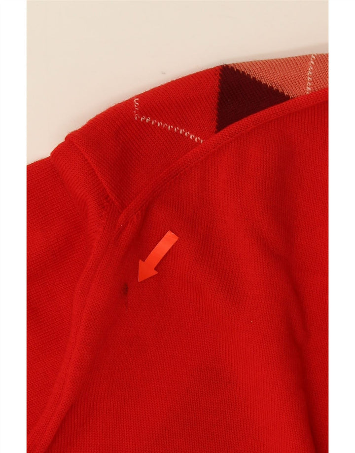 Pulover VINTAGE pentru bărbați, cu decolteu în V, roșu mediu Argyle/Diamond