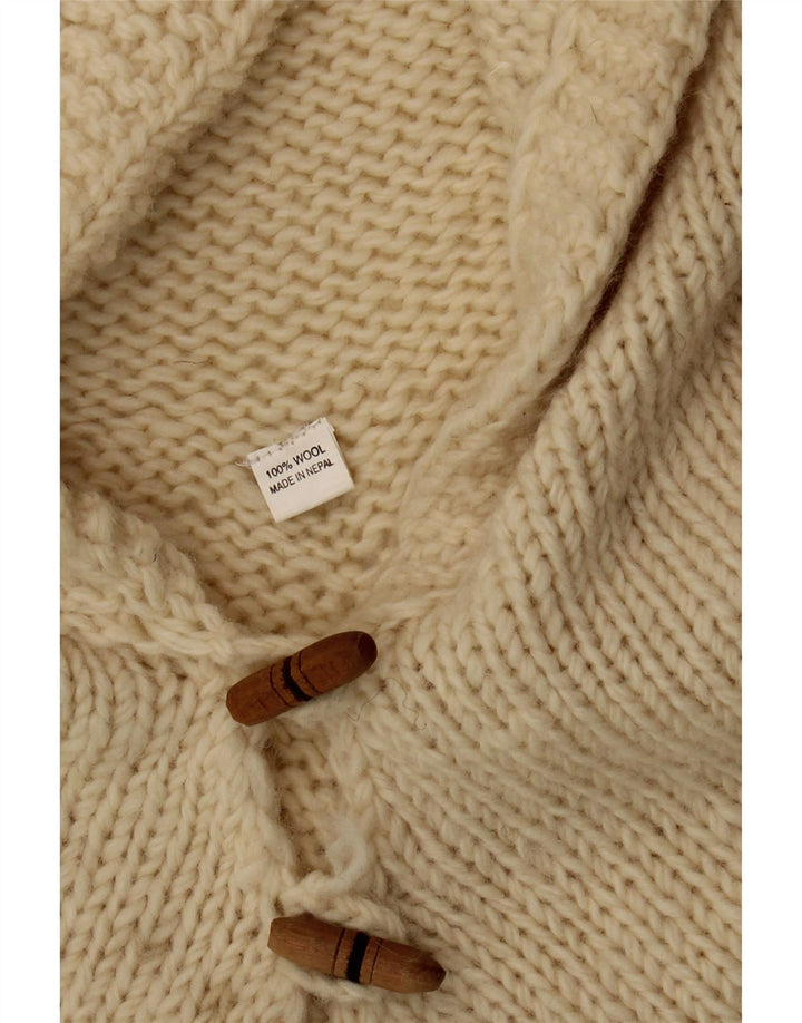 Jumper vintage pentru femei cu glugă, cu glugă, din lână albă