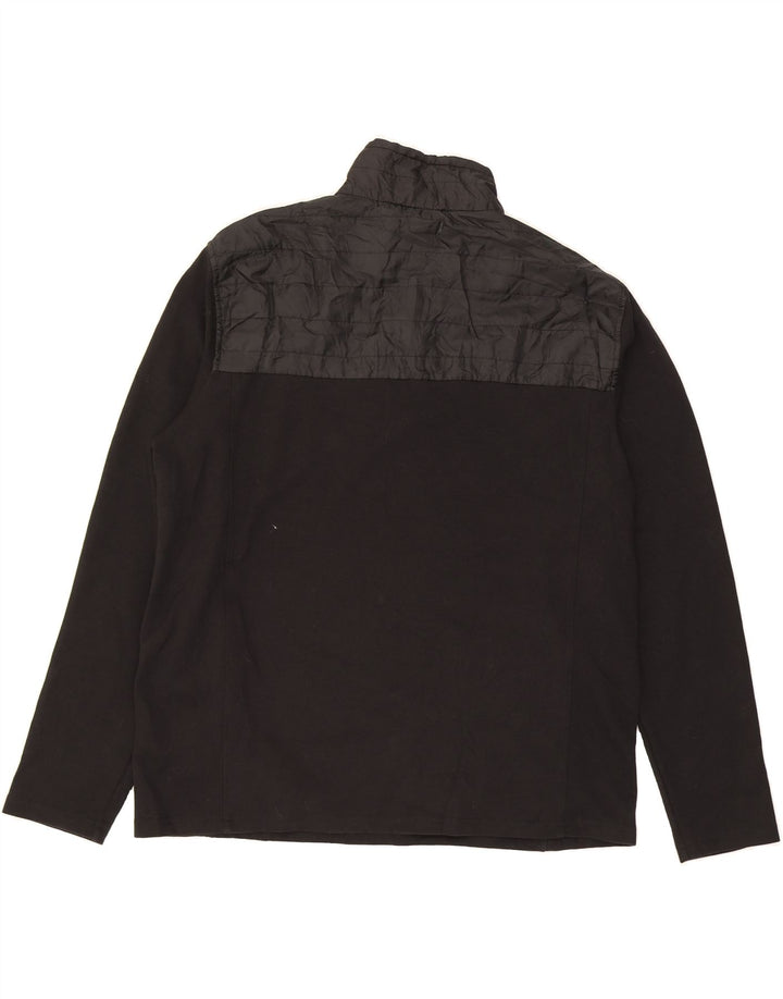 EDDIE BAUER Mens Zip Neck Sweatshirt Jumper XL Black Colourblock Polyester Vintage Eddie Bauer and Second-Hand Eddie Bauer from Messina Hembry 