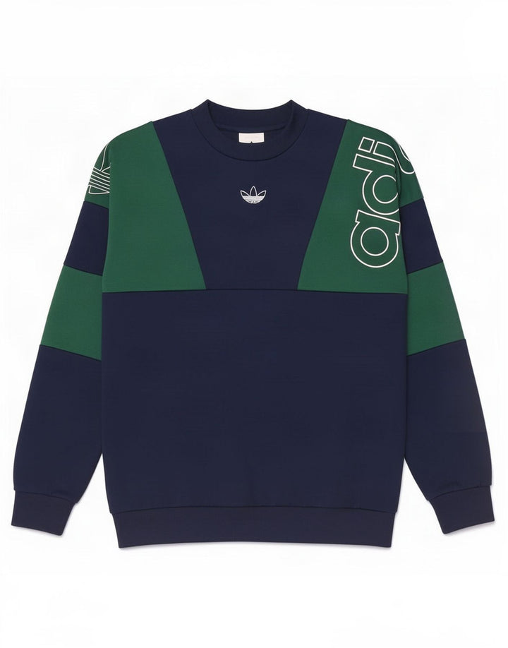 Hanorac grafic pentru bărbați Adidas Pulover mic, albastru bleumarin, poliester color bloc