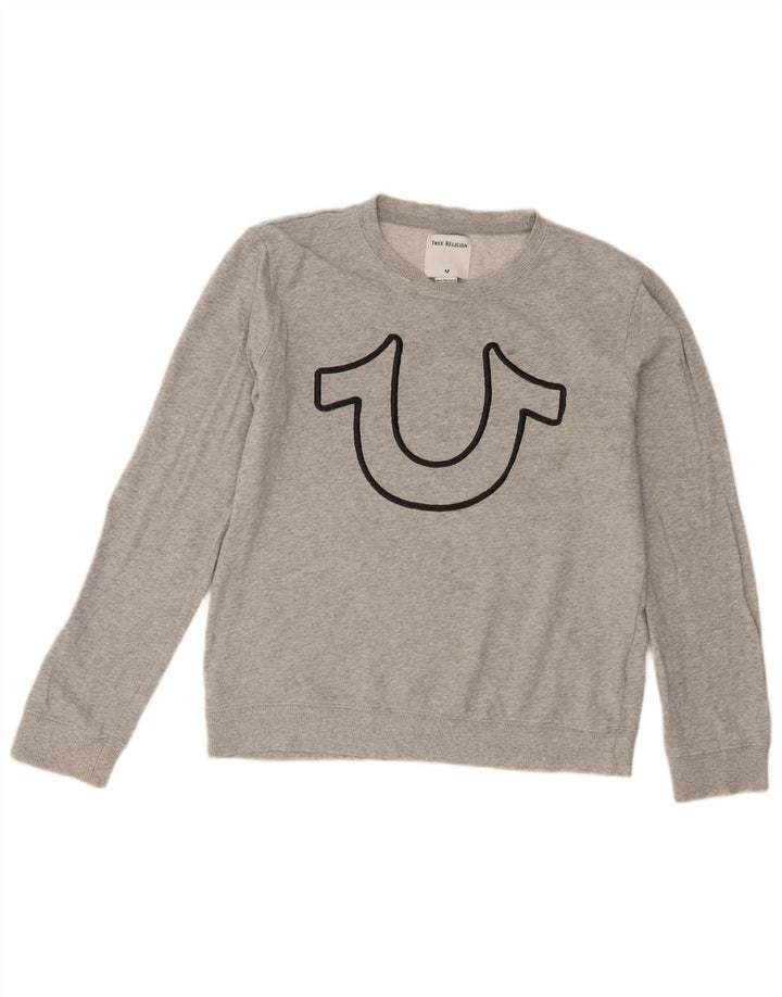 True Religion Băieți Pulover Grafic Pulover 13-14 Ani Mare Bumbac Gri