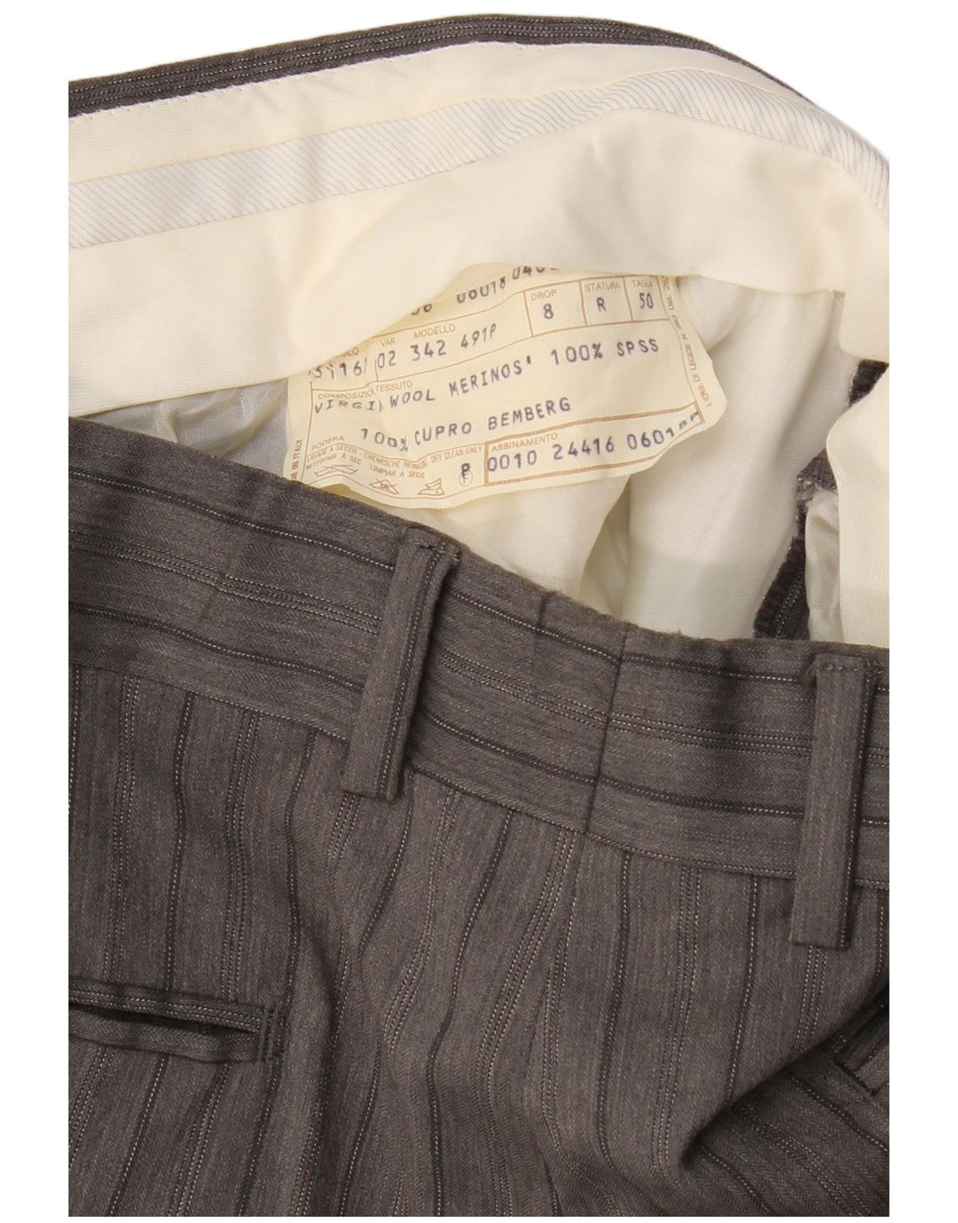 Pantaloni de costum pentru bărbați VINTAGE IT 50 Large W30 L32 Gri cu dungi