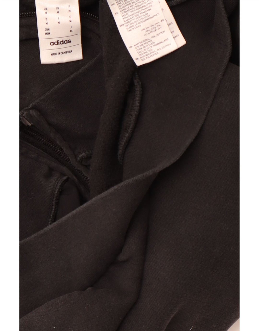Pulover ADIDAS pentru bărbați, cu fermoar, bumbac mediu negru