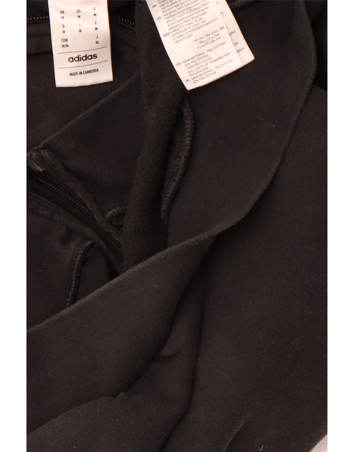 Pulover ADIDAS pentru bărbați, cu fermoar, bumbac mediu negru