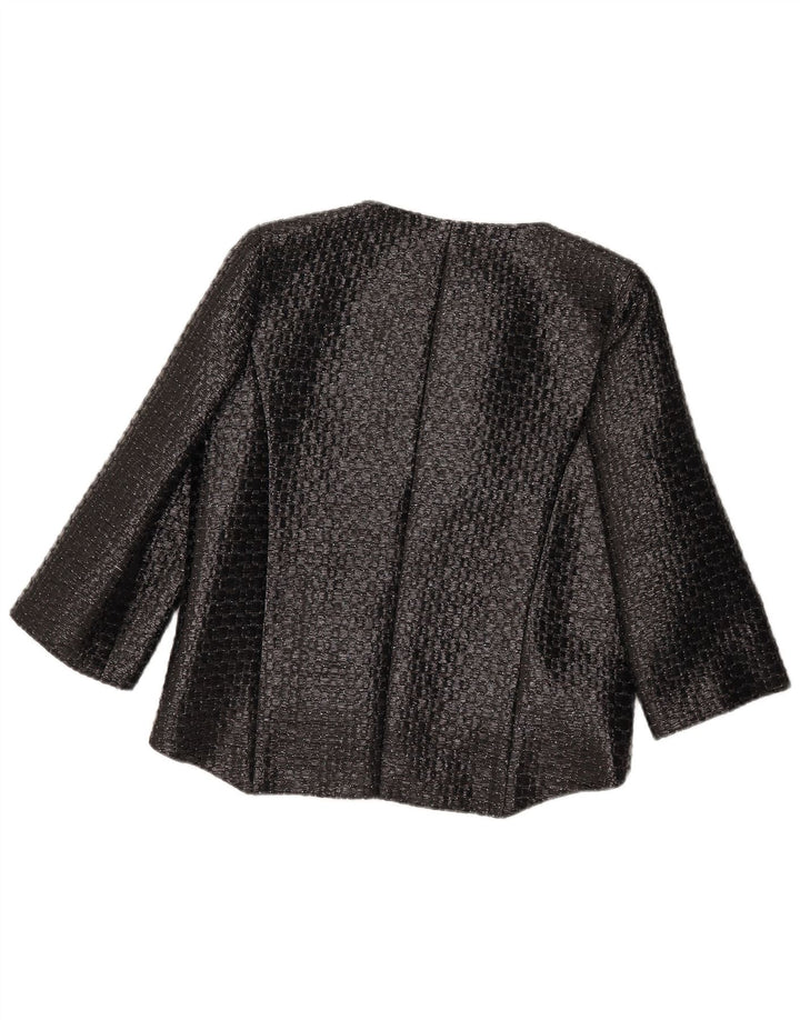 Jachetă vintage pentru femei cu mâneci 3/4 UK 12 Medium Negru Geometric
