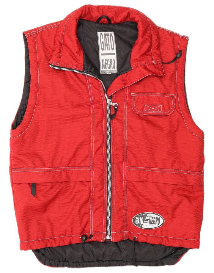 VINTAGE Mens Utility Gilet UK 36 Small Red Polyester