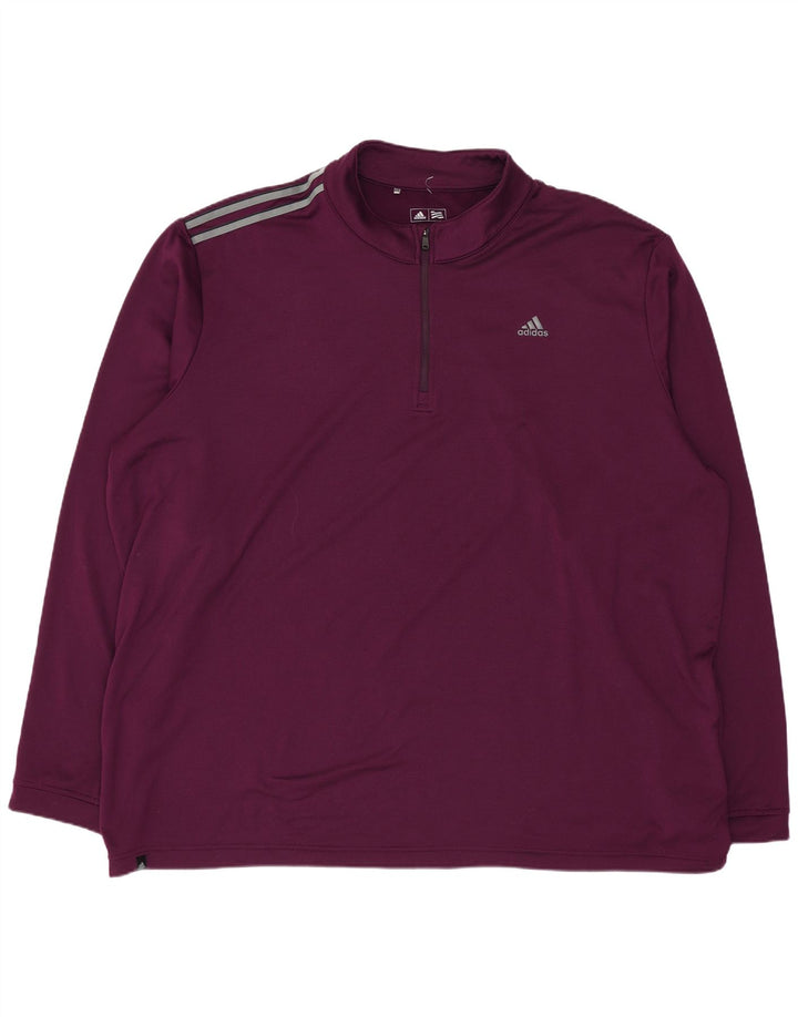 Trening pentru bărbați Adidas, cu fermoar și gât, cu pulover, 2XL, poliester violet