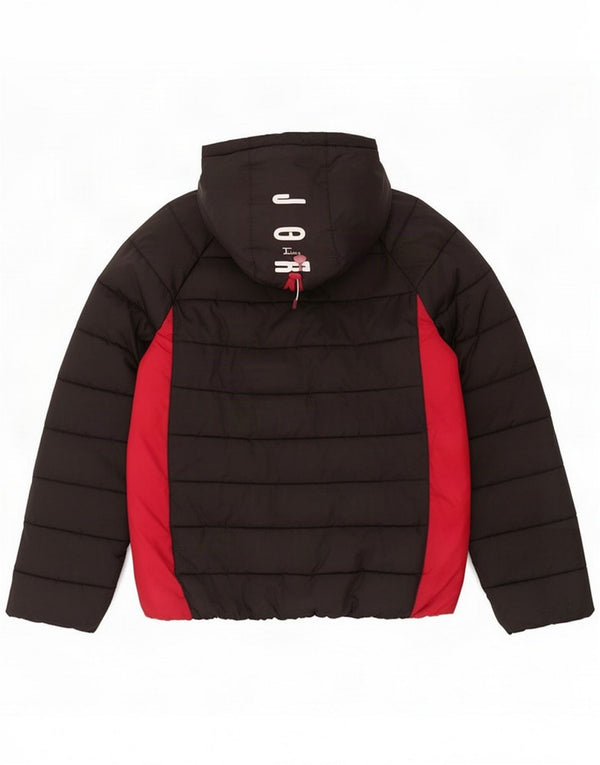 Jachetă căptușită cu glugă cu grafică Jordan pentru băieți 13-14 ani XL negru colorblock