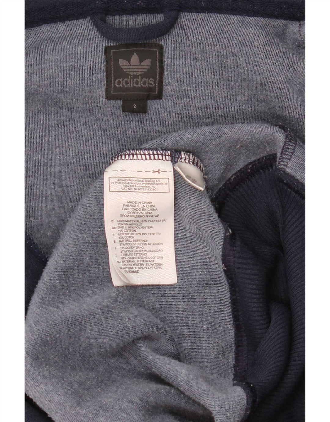 Hanorac cu fermoar pentru bărbați Adidas, model grafic, mărimea Mic, albastru închis, poliester
