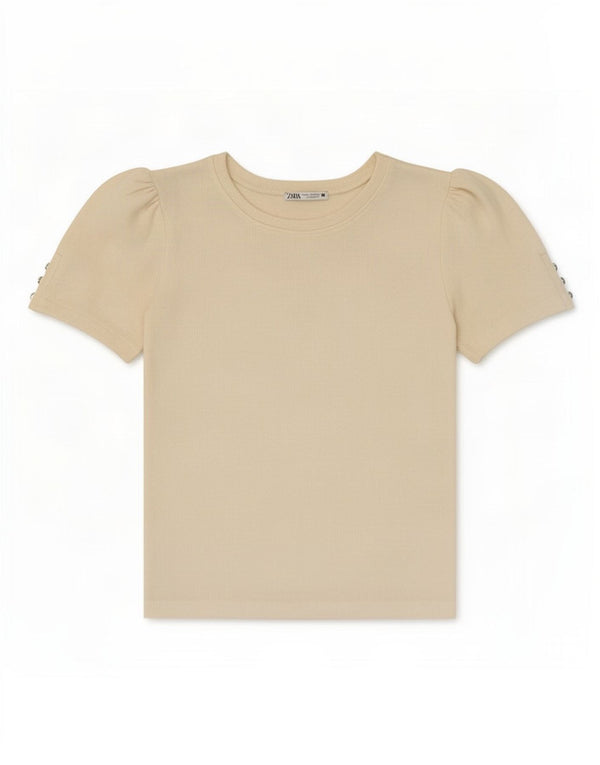 Tricou pentru femei Zara UK 10 Small Beige Viscose