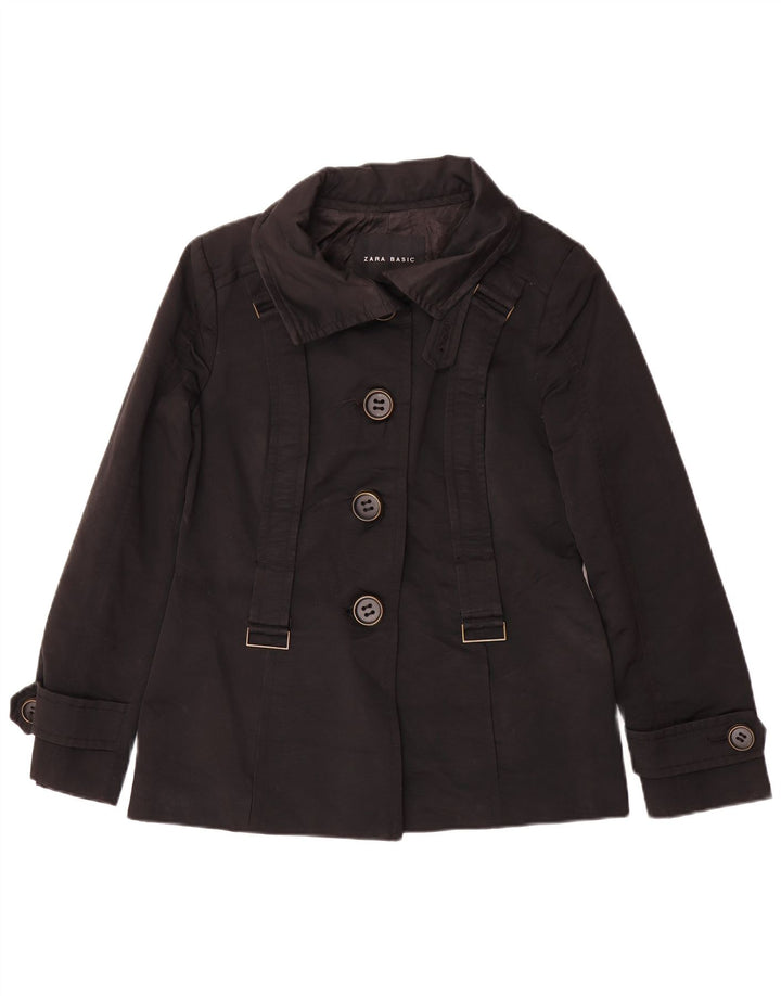 Trenci scurt pentru femei Zara UK 14 mare, negru, bumbac