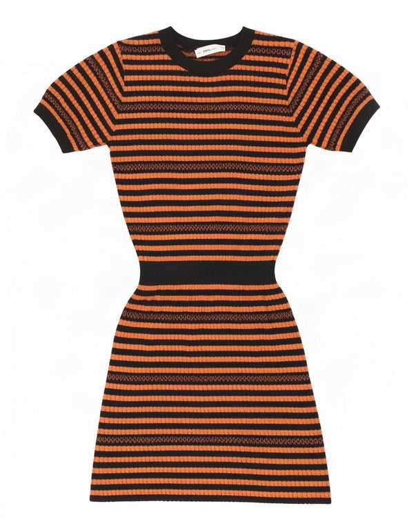Rochie pulover cu mâneci scurte pentru femei Zara UK 10 Mic portocaliu cu dungi