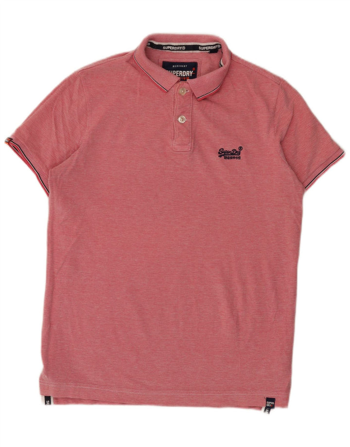 Tricou polo pentru bărbați Superdry, bumbac cu pete roz mediu