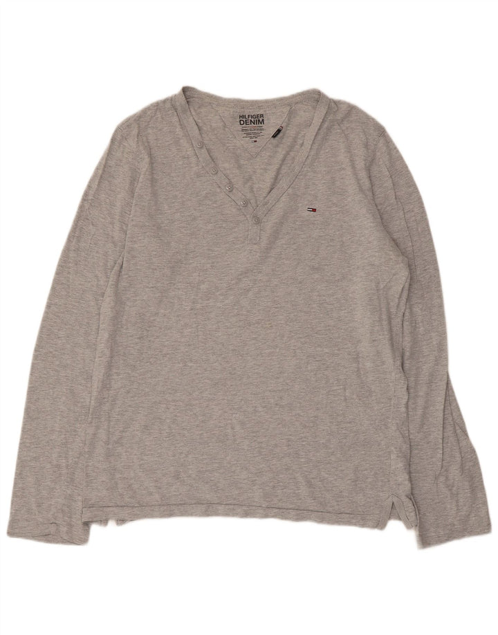 Top pentru femei Tommy Hilfiger cu mânecă lungă UK 14, bumbac gri mediu