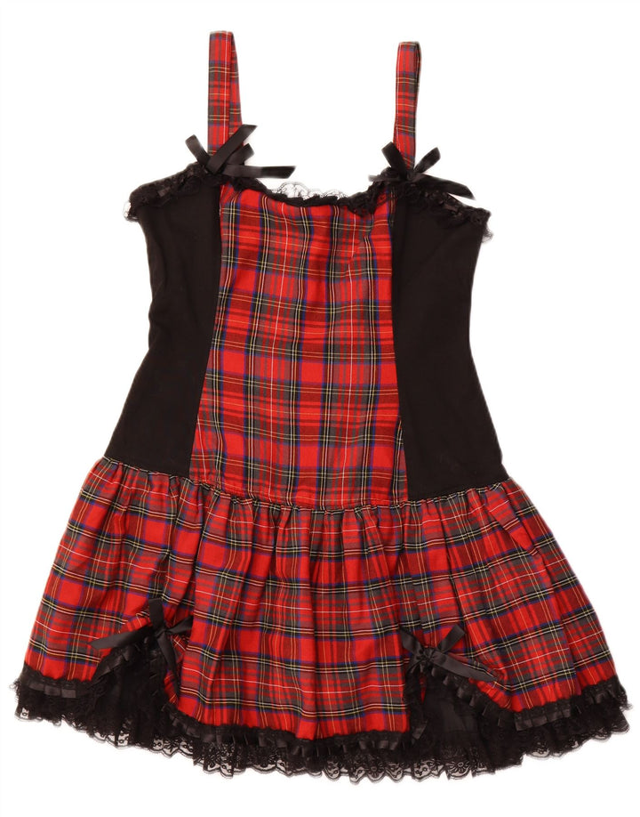 VINTAGE Rochie A-Line fără mâneci pentru femei UK 16, mare, roșu, din bumbac