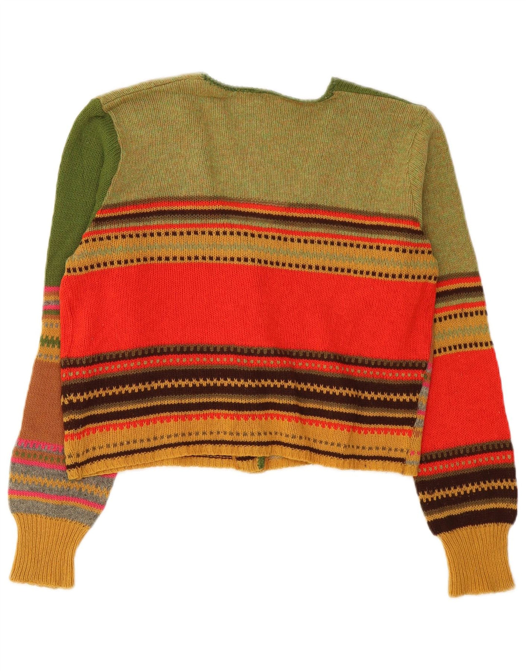 Pulover Vintage pentru femei Crop Cardigan UK 12 Medium Multicolore Dungi