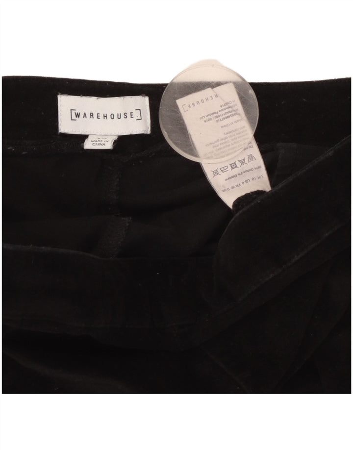 Pantaloni casual slim din catifea pentru femei WAREHOUSE UK 10 Small W30 L27 Negru