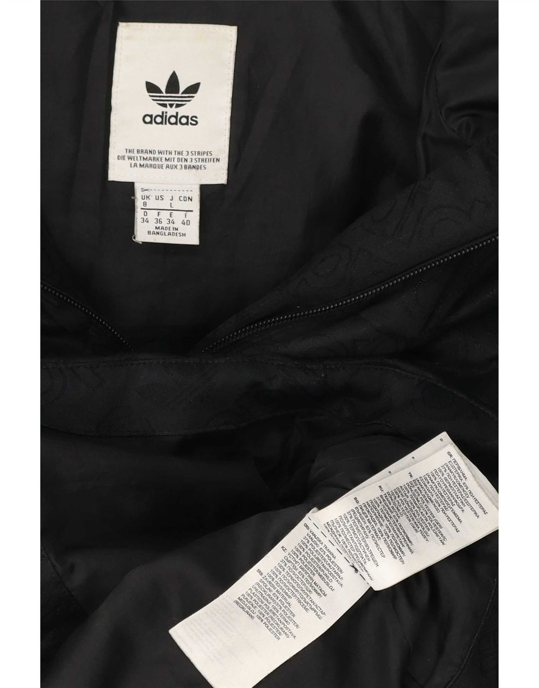 Jachetă căptușită cu glugă grafică Adidas pentru femei UK 8 Poliester negru mic