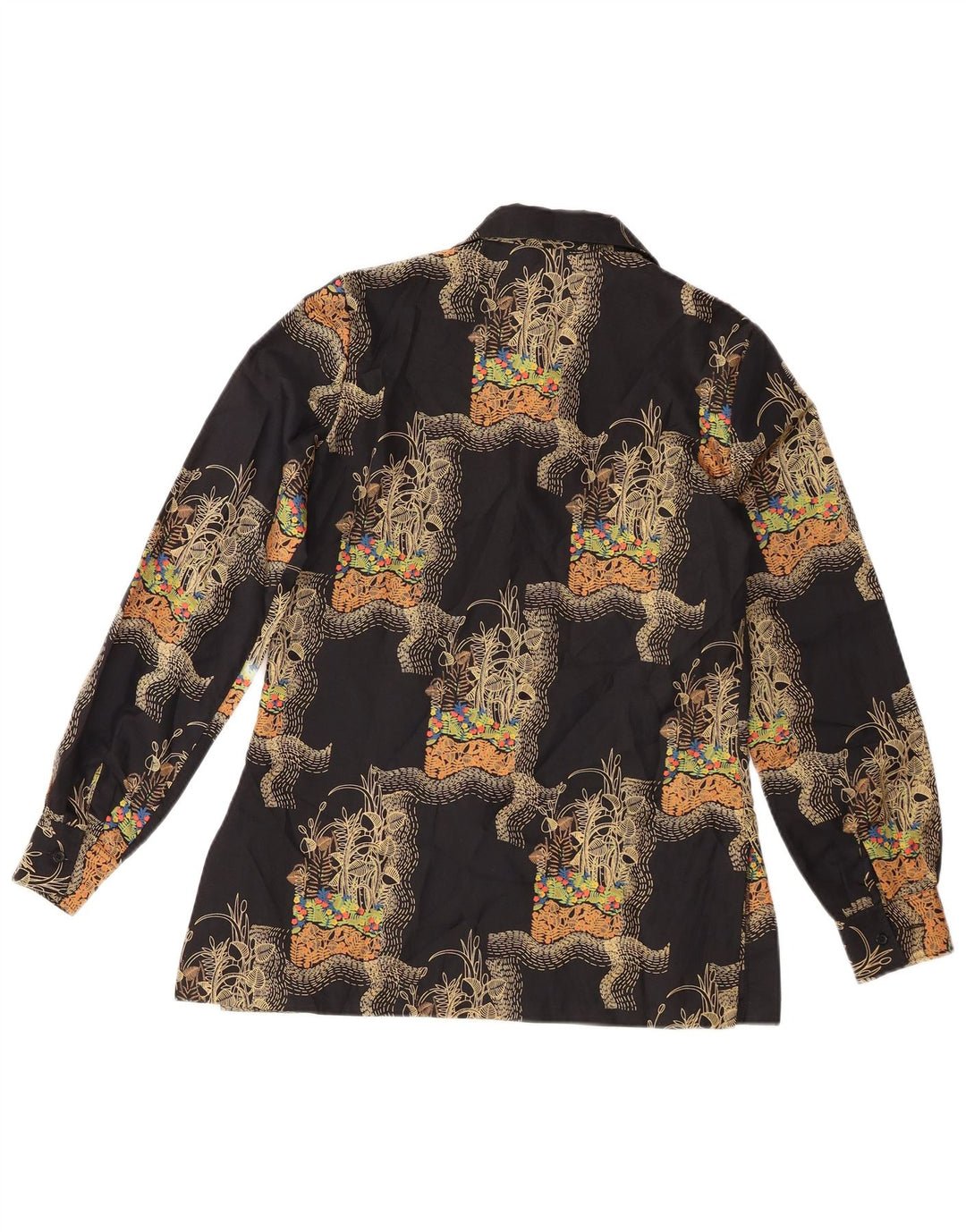 Bluză cămașă pentru femei VINTAGE UK 12 Medium Black Floral