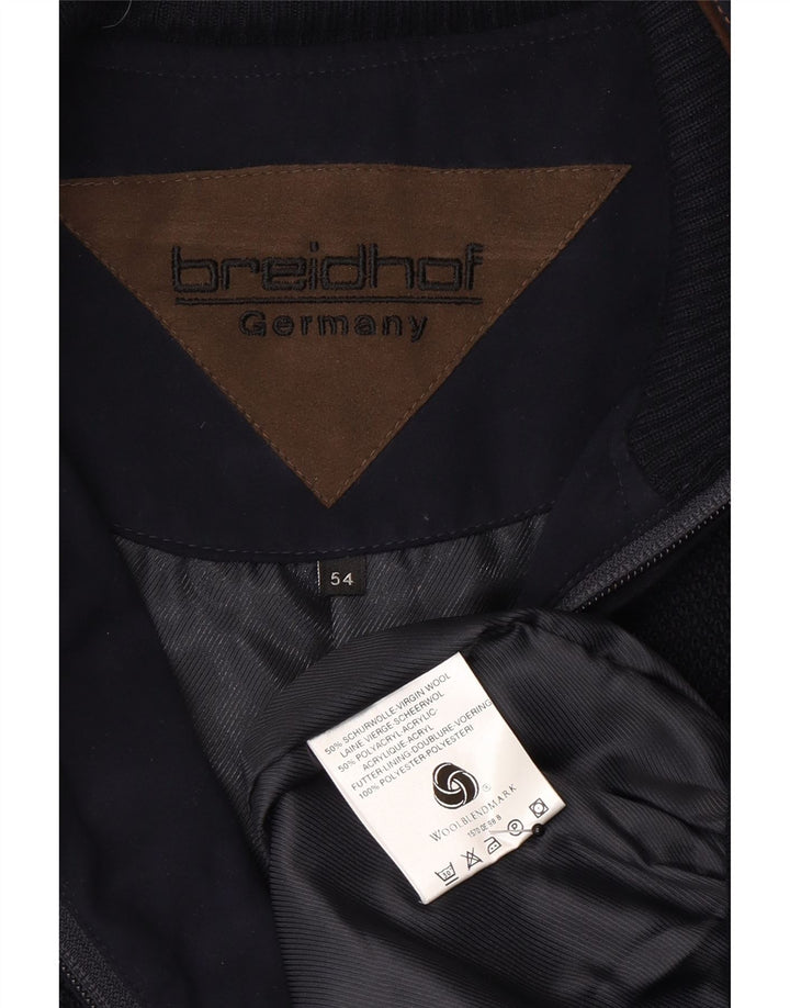 Jachetă Bomber tricotată pentru bărbați Breidhof EU 54 2XL Lână bleumarin