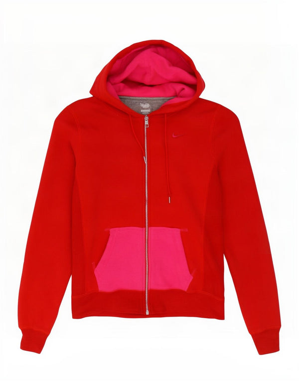 Pulover Nike pentru femei, supradimensionat, cu fermoar, UK 10, bumbac color bloc, roșu mic