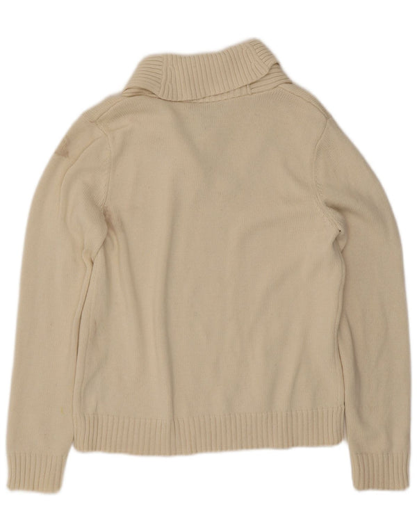 Pulover pentru femei Ralph Lauren cu gât șal, bumbac mare, bej, UK 14