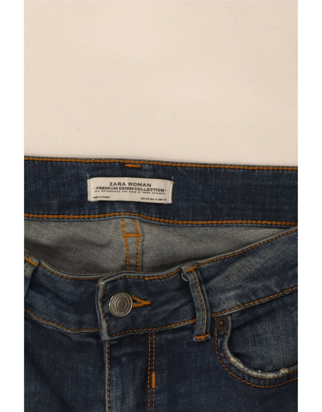 Blugi skinny distressed pentru femei Zara EU 40 Medium W30 L27 Albastru