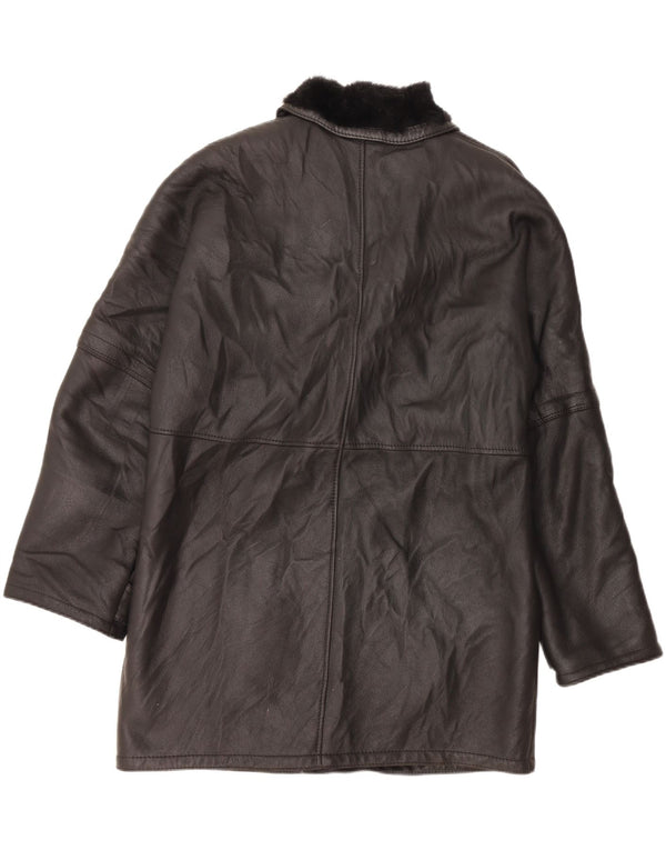 Pardesiu din shearling pentru bărbați VINTAGE IT 52 XL negru din shearling