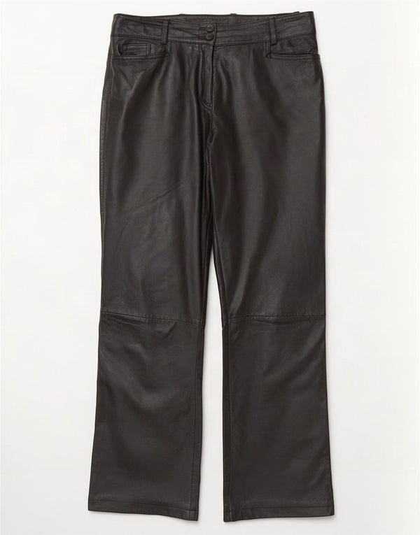 K.K.Berlin Pantaloni drepti din piele pentru femei EU 40 Medium W32 L29 Negru