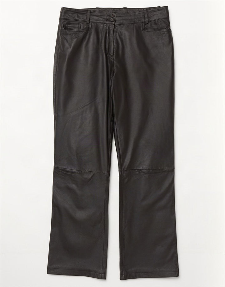 K.K.Berlin Pantaloni drepti din piele pentru femei EU 40 Medium W32 L29 Negru
