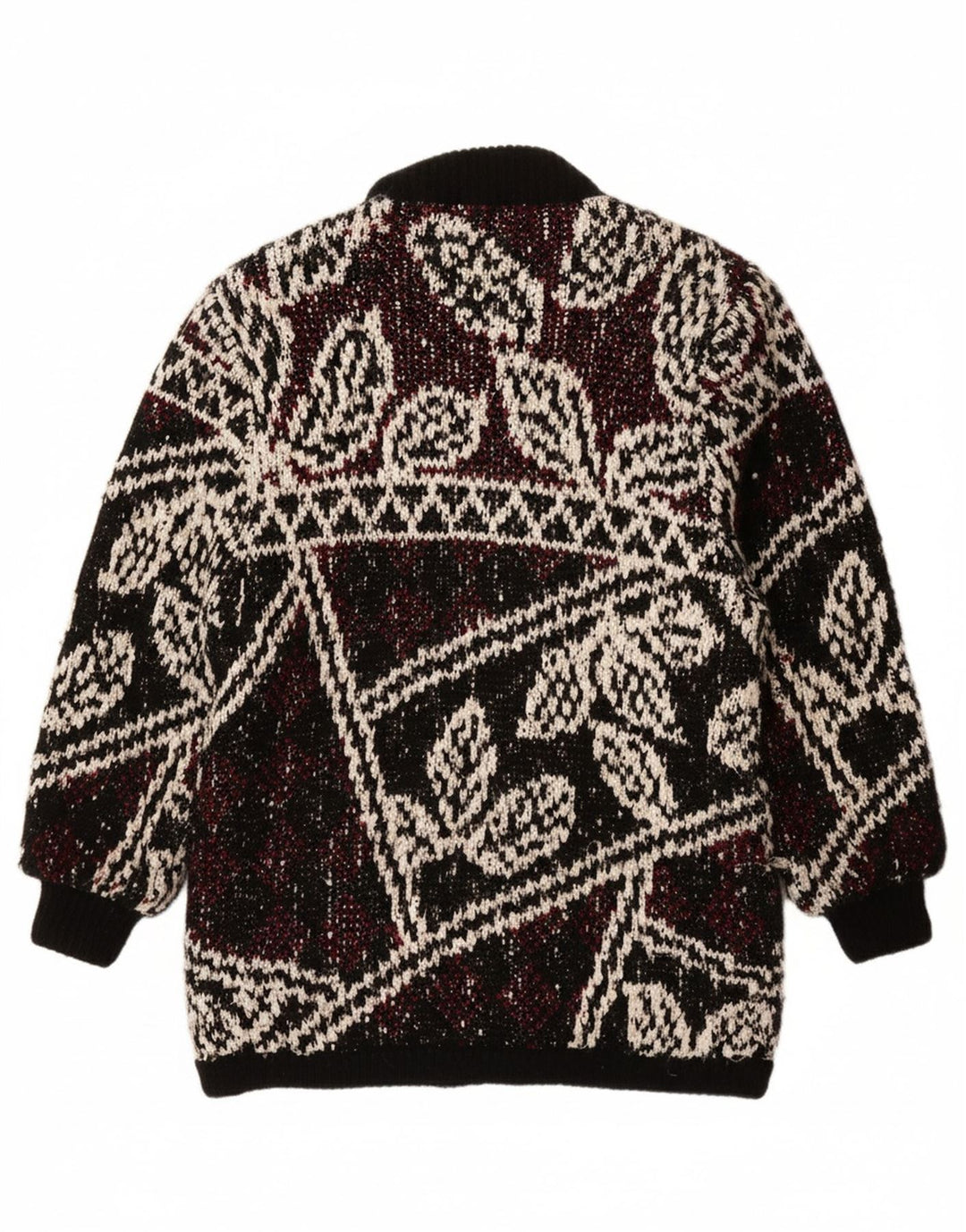 JEFFREY BROWNLEADER Palton tricot pentru femei UK 14 Medium Negru Floral Acrilic