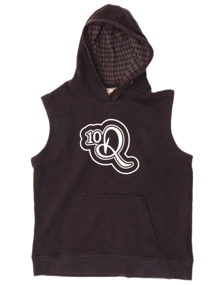 Pulover NIKE pentru băieți, fără mâneci, cu glugă, 10-11 ani, bumbac mediu negru