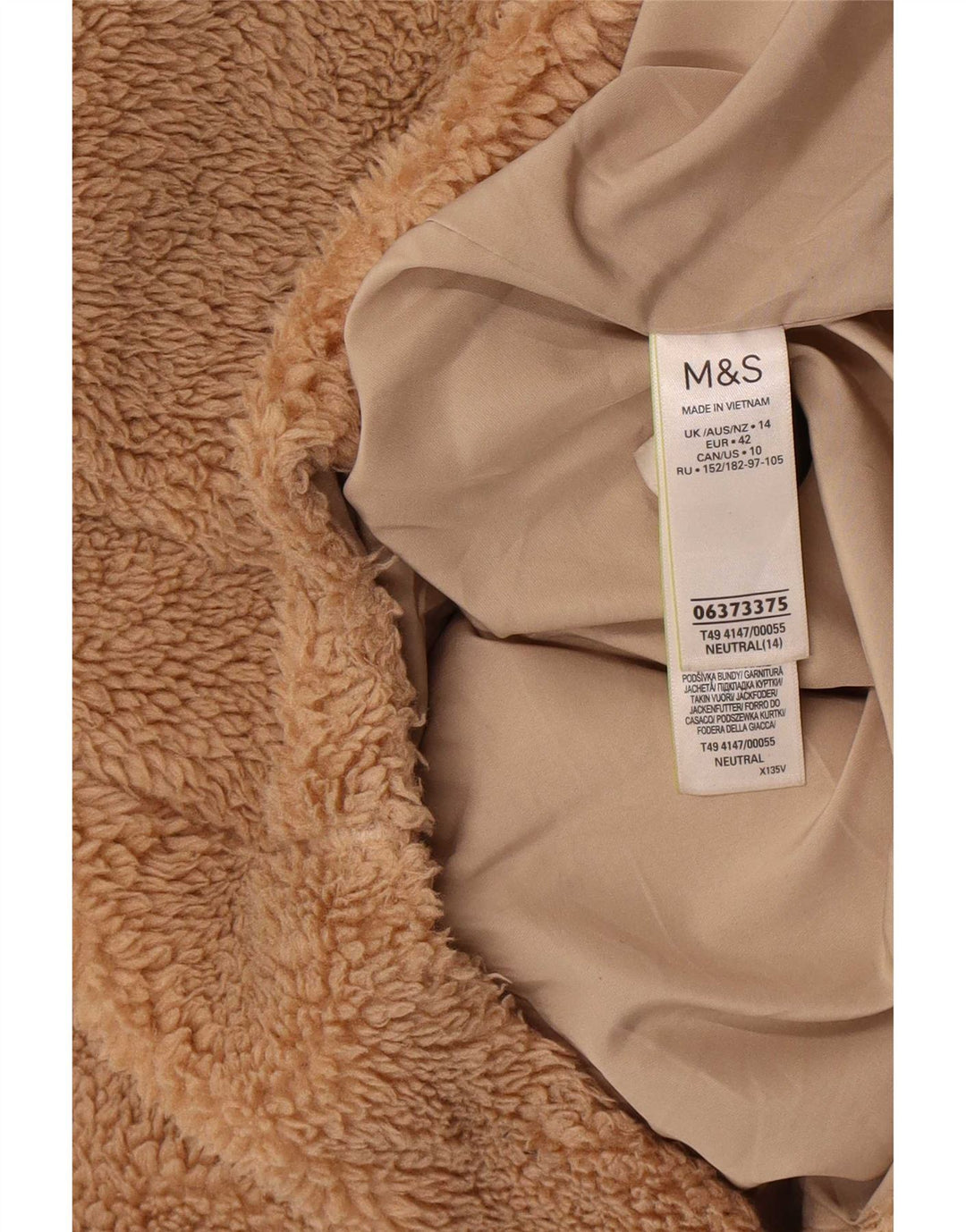 Geaca pentru femei Marks & Spencer Teddy Bear Fleece UK 14, mare, bej, poliester