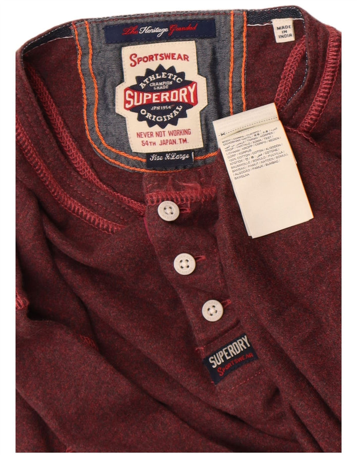 Top pentru bărbați Superdry cu mânecă lungă XL, bumbac maro