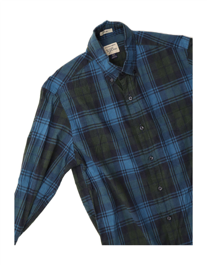 J. CREW Mens Slim Shirt XS Navy Blue Check Cotton Vintage J. Crew and Second-Hand J. Crew from Messina Hembry 