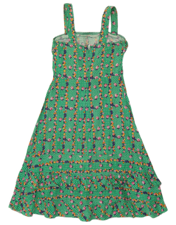 Rochie vintage pentru femei fără mâneci, în formă de A UK 4 XS, verde, florală