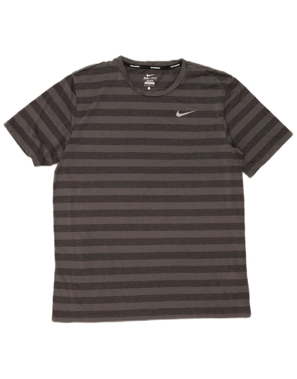 Tricou Nike Dri Fit pentru bărbați Top mare din poliester cu dungi gri