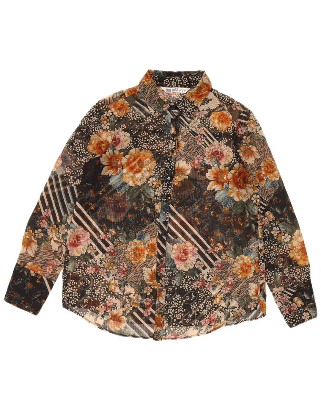 Bluză cămașă pentru femei Zara UK 14 Poliester Floral Multicolor Mediu